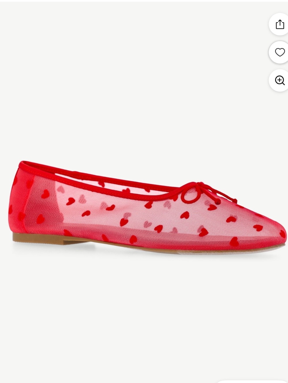 No Boundaries Women Mesh Ballet Flats SZ 7.5 New Red Hearts Bows Soft Girl Fairy